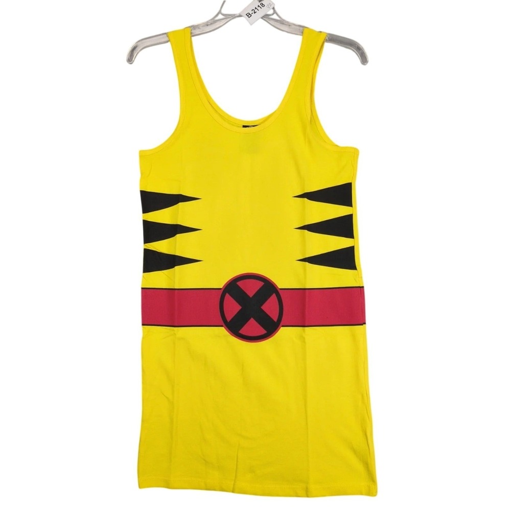 Marvel X-Men Wolverine Yellow Tank Mini Dress Juniors M Cosplay Recycled Karma